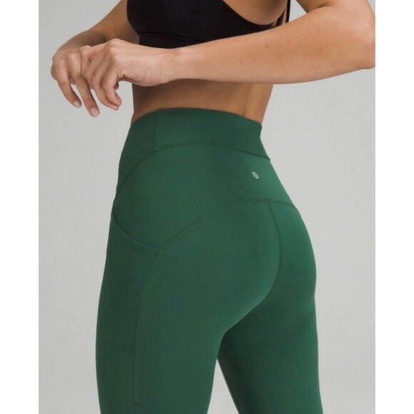 NWT Lululemon Power Thru High Rise Tight Legging 4 Evergreen 25" Pocket - Picture 3 of 12